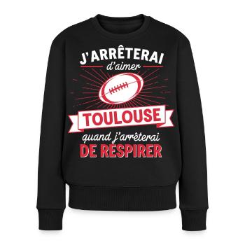 Supporter Rugby Humour Toulouse - Pull Premium bio Femme - noir - Devant - Julia (174cm)