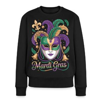 Mardi Gras T-Shirt – Venezianische Maske Karneval - Frauen Premium Bio Pullover - Schwarz - Vorne - Julia (174cm)