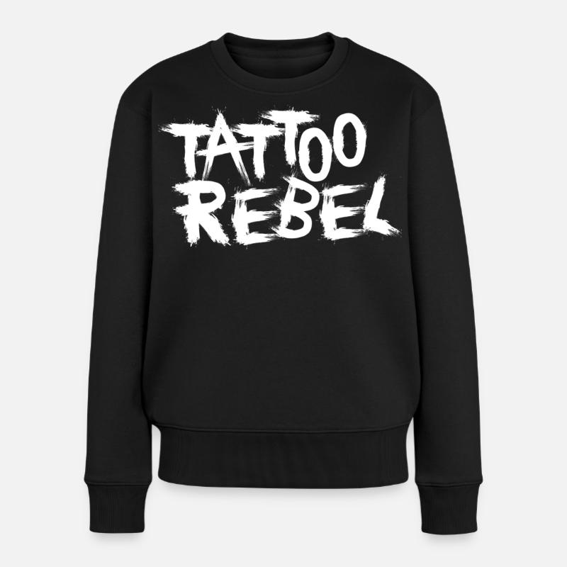 Tattoo Rebel white - Frauen Premium Bio Pullover - Schwarz