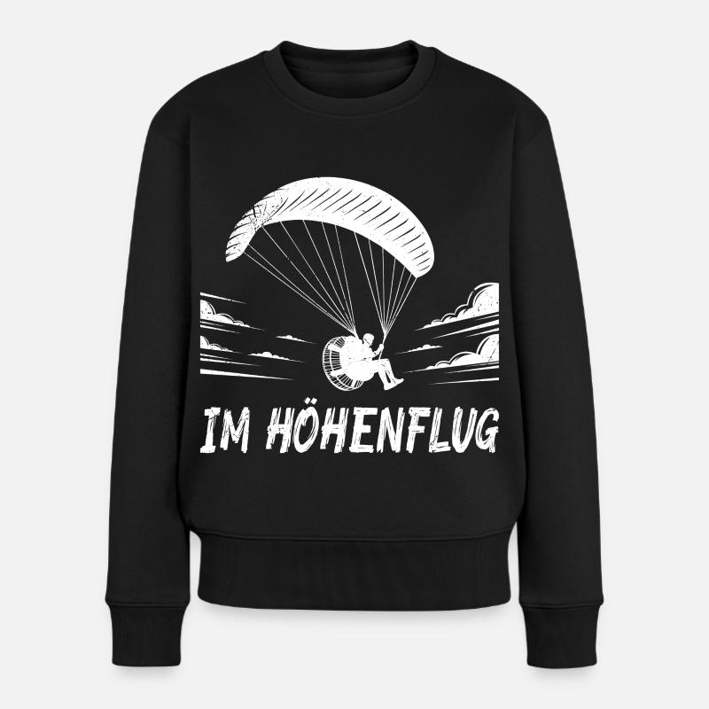 Motorschirm Flug IM HÖHENFLUG Lustiges - Frauen Premium Bio Pullover - Schwarz