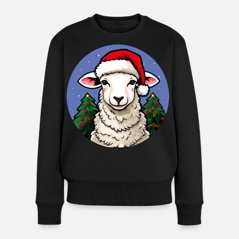 Schafe Weihnachten - Frauen Premium Bio Pullover - Schwarz