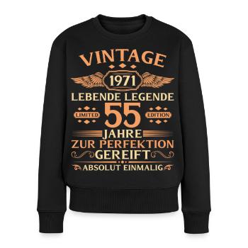 55th Birthday Vintage 1971 Year - Women's Premium Organic Jumper - black - Front - Julia (174cm)
