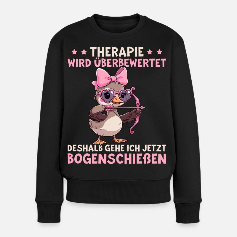 Therapie wird überbewertet - Lustige Bogenschießen - Frauen Premium Bio Pullover - Schwarz