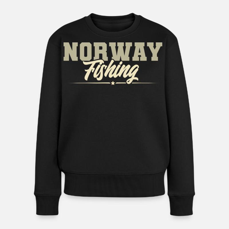 Norwegen Angeln - Frauen Premium Bio Pullover - Schwarz