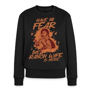 Ehefrau eines Bauern Mutter - Frauen Premium Bio Pullover - Schwarz - Vorne - Julia (174cm)