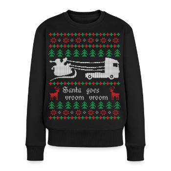 Ugly Christmas Santa Truck Fahrer Weihnachten - Frauen Premium Bio Pullover - Schwarz - Vorne - Julia (174cm)
