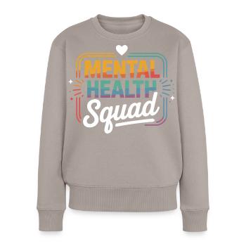 Mental Health Squad Rainbow Tee - Women's Premium Organic Jumper - taupe - Front - Julia (174cm)