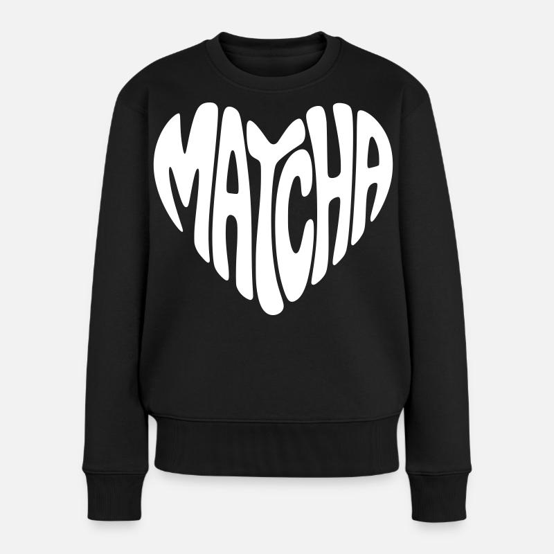 Matcha Herz - Frauen Premium Bio Pullover - Schwarz