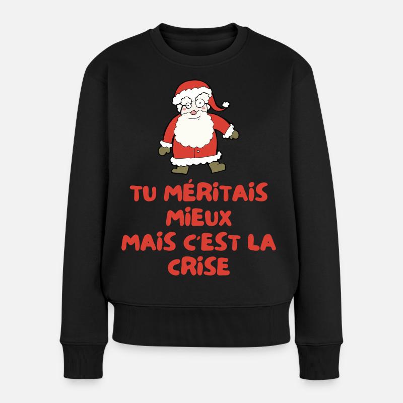Weihnachtsmann-Krisen-Humor Weihnachtsgeschenk Humorvoll - Frauen Premium Bio Pullover - Schwarz
