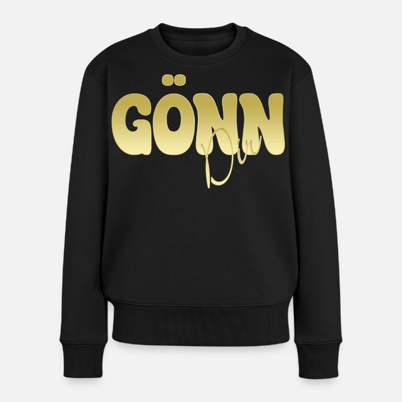 GÖNN DIR Goldglanz Typografie - Frauen Premium Bio Pullover - Schwarz