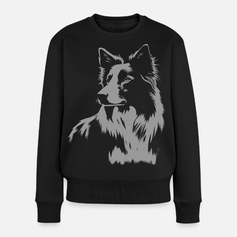 Border Collie Portrait – Kraftvolles Hundemotiv - Frauen Premium Bio Pullover - Schwarz