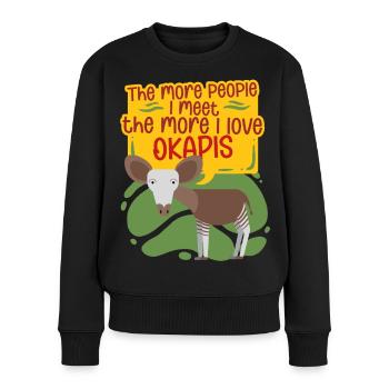 Okapi Tier - Frauen Premium Bio Pullover - Schwarz - Vorne - Julia (174cm)