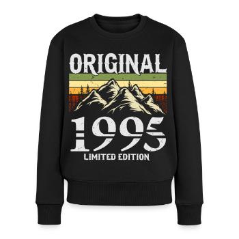 1995-Jahrgang-Vintage-Retro-Geburtstag-Geschenk - Frauen Premium Bio Pullover - Schwarz - Vorne - Julia (174cm)