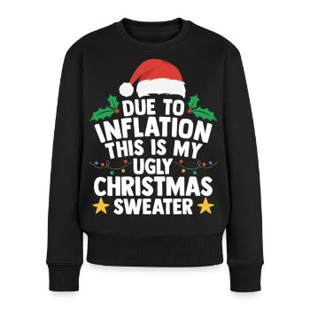 Pull Moche De Noël Inflation Humour Cadeau Laid - Pull Premium bio Femme - noir - Devant - Julia (174cm)