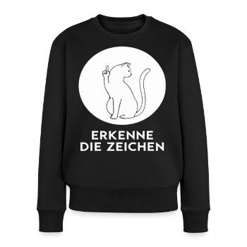 Katze Katzen Cat Kätzchen Mieze - Frauen Premium Bio Pullover - Schwarz - Vorne - Julia (174cm)