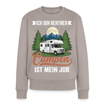 Retired job: camping! – Humorous camper design - Women's Premium Organic Jumper - taupe - Front - Julia (174cm)