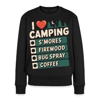 Ich liebe Camping Smores Brennholz-Insektenspray Kaffee - Frauen Premium Bio Pullover - Schwarz - Vorne - Julia (174cm)
