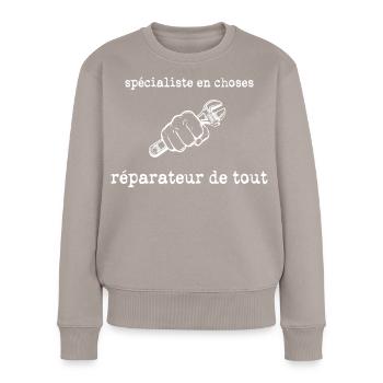 Spezialist für Dinge - Frauen Premium Bio Pullover - Taupe - Vorne - Julia (174cm)