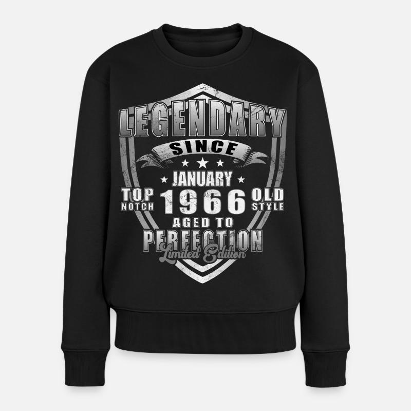 Cadeau d’anniversaire rétro vintage de janvier 1966 - Pull Premium bio Femme - noir