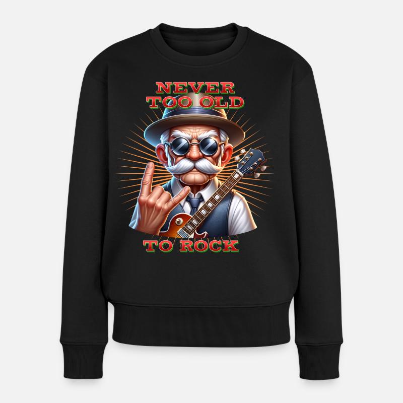 Papa_Rock_N_Roll - Frauen Premium Bio Pullover - Schwarz