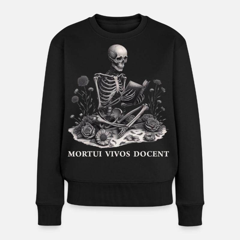 Rechtsmedizin Spruch Pathologe Mortui Vivos Docent - Frauen Premium Bio Pullover - Schwarz