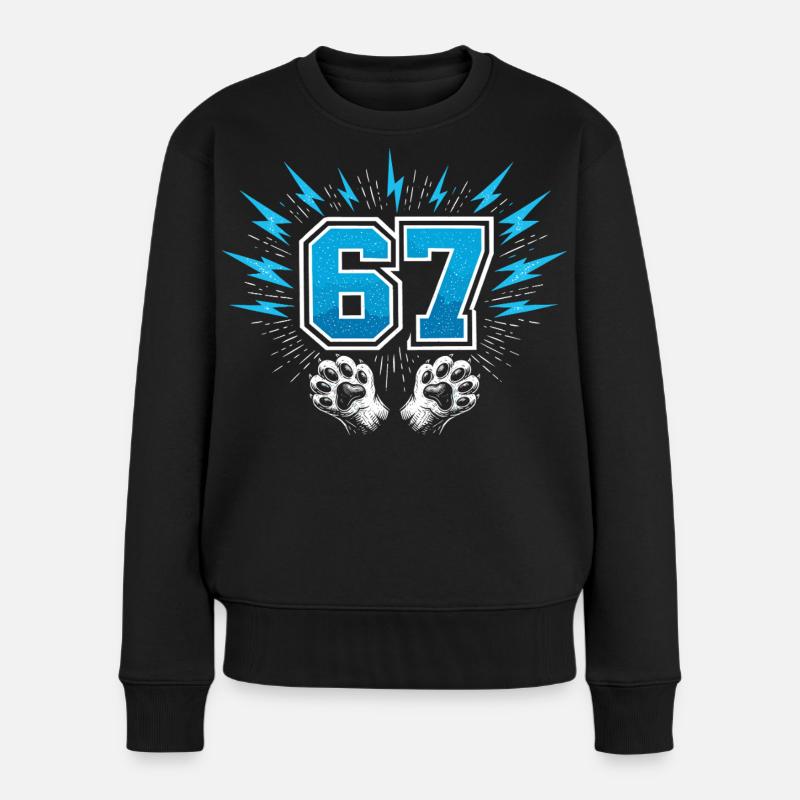 67 Six Seven - Katzenpfote - Frauen Premium Bio Pullover - Schwarz