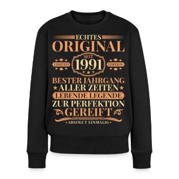 Millésime anniversaire 1991 Née millésime - Pull Premium bio Femme - noir - Devant - Julia (174cm)