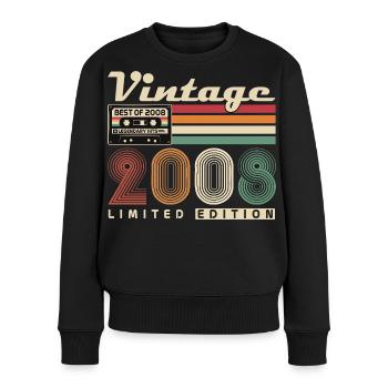Original 2008 Jahrgang Vintage Geburtstag Retro - Frauen Premium Bio Pullover - Schwarz - Vorne - Julia (174cm)