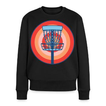 Disc Golf Basket Retro fliegende Discgolf-Szene - Frauen Premium Bio Pullover - Schwarz - Vorne - Julia (174cm)