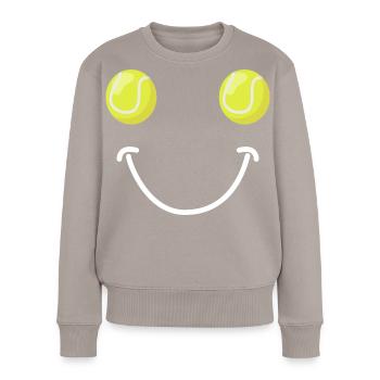Visage Heureux du Tennis - Pull Premium bio Femme - taupe - Devant - Julia (174cm)