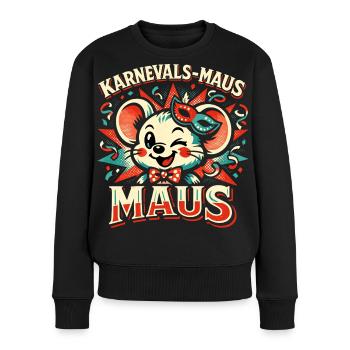 Karnevalsmaus Kostüm Damen Lustig Fasching  - Frauen Premium Bio Pullover - Schwarz - Vorne - Julia (174cm)