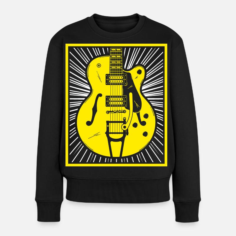 Retro-Gitarren-Silhouette - Frauen Premium Bio Pullover - Schwarz