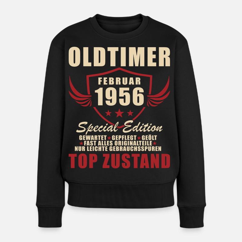 Februar 1956 Geburtstag Oldtimer 1956 - Frauen Premium Bio Pullover - Schwarz
