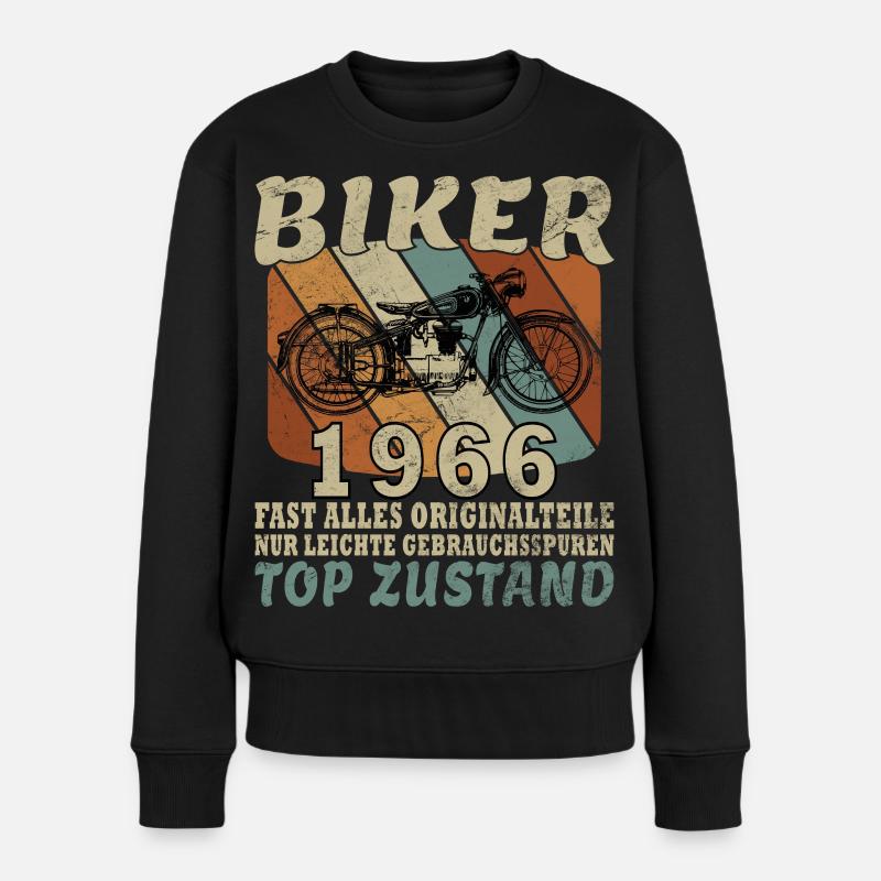 1966 Jahrgang Geburtstag Motorrad Geschenk - Frauen Premium Bio Pullover - Schwarz