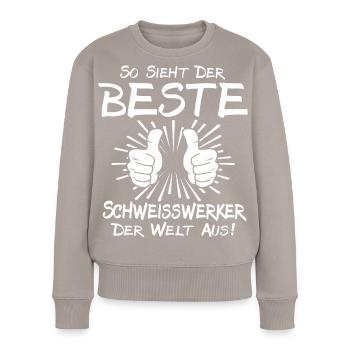 Bester Schweisswerker - Frauen Premium Bio Pullover - Taupe - Vorne - Julia (174cm)