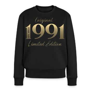 35e anniversaire février 1991 Millésime - Pull Premium bio Femme - noir - Devant - Julia (174cm)