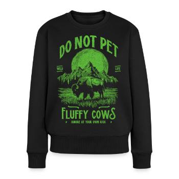 Les bisons vintage ne caressent pas les vaches duveteuses Bizons drôles - Pull Premium bio Femme - noir - Devant - Julia (174cm)