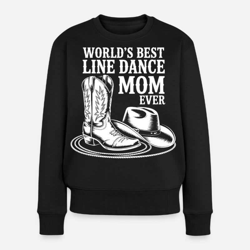 LineDance Mama mit Cowboystiefeln - Frauen Premium Bio Pullover - Schwarz