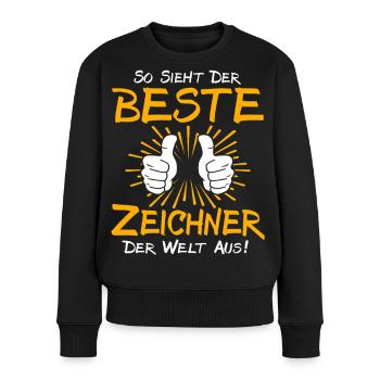 Zeichner Geschenkidee - Frauen Premium Bio Pullover - Schwarz - Vorne - Julia (174cm)