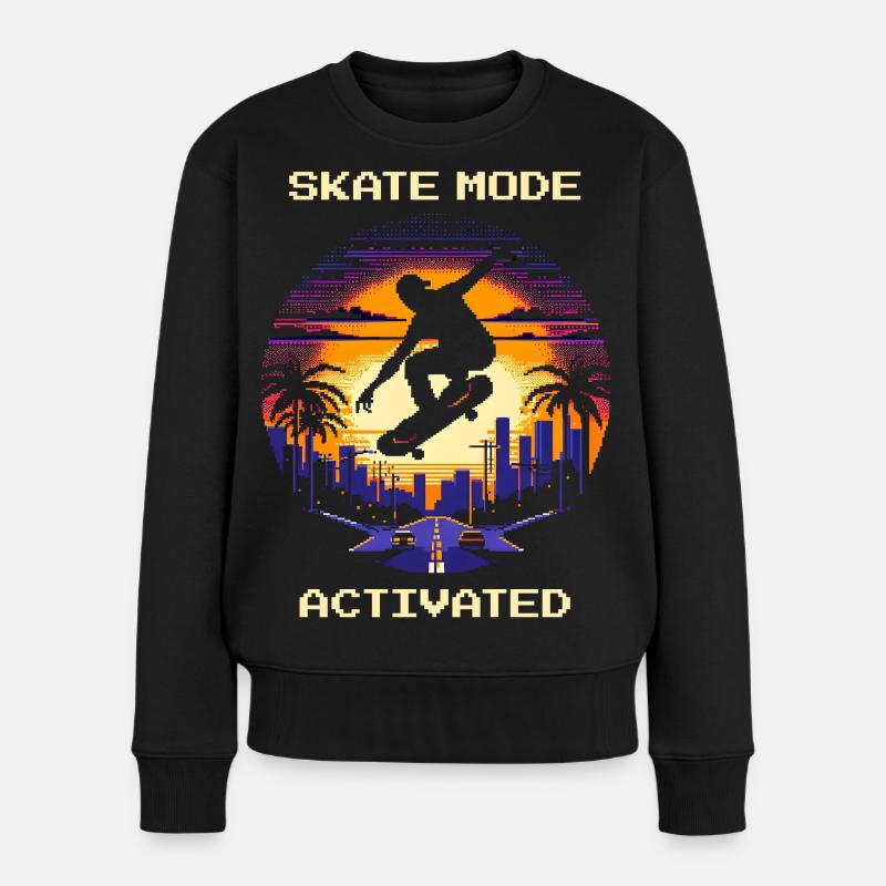 Skate Mode aktiviert | Skateboarding - Frauen Premium Bio Pullover - Schwarz