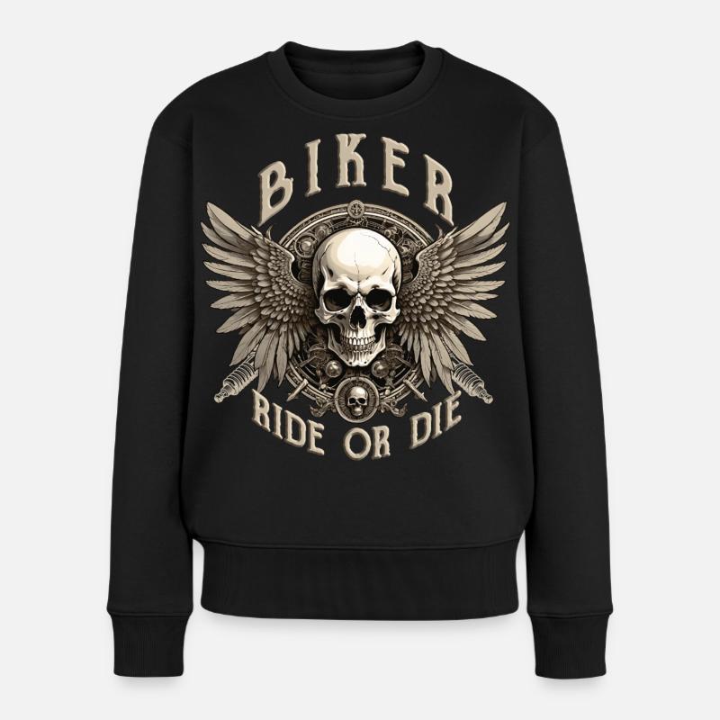 BIKER - Frauen Premium Bio Pullover - Schwarz