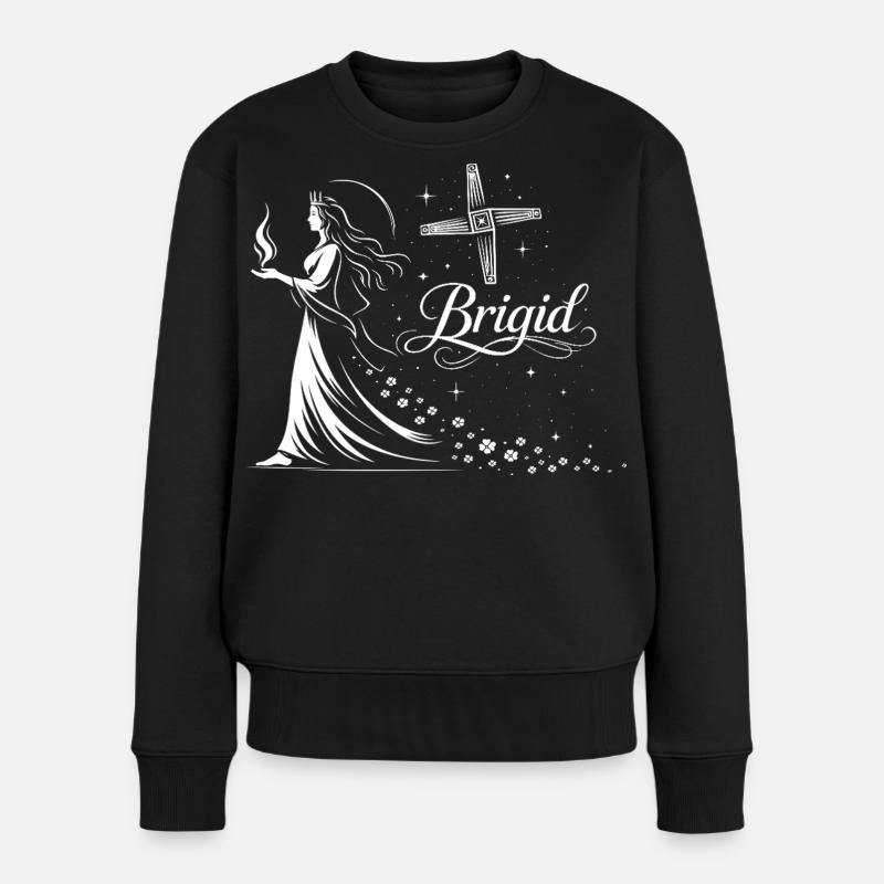 Imbolc Celtic Goddess Brigid with Flame - Women's Premium Organic Jumper - black