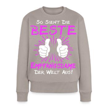 Receptionist Saying - Women's Premium Organic Jumper - taupe - Front - Julia (174cm)