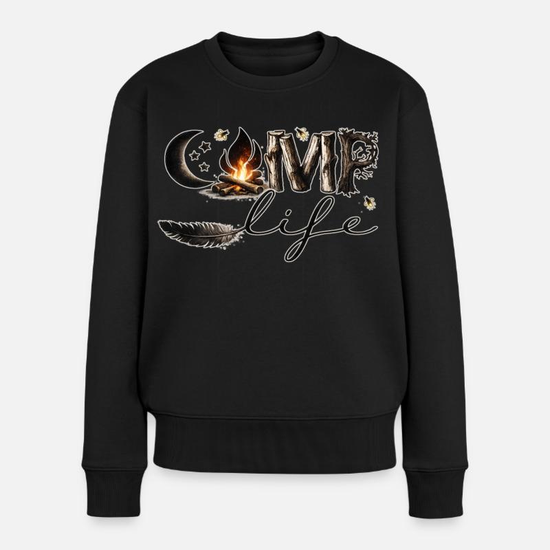Vie de camp – Feu de camp, nature et liberté - Pull Premium bio Femme - noir