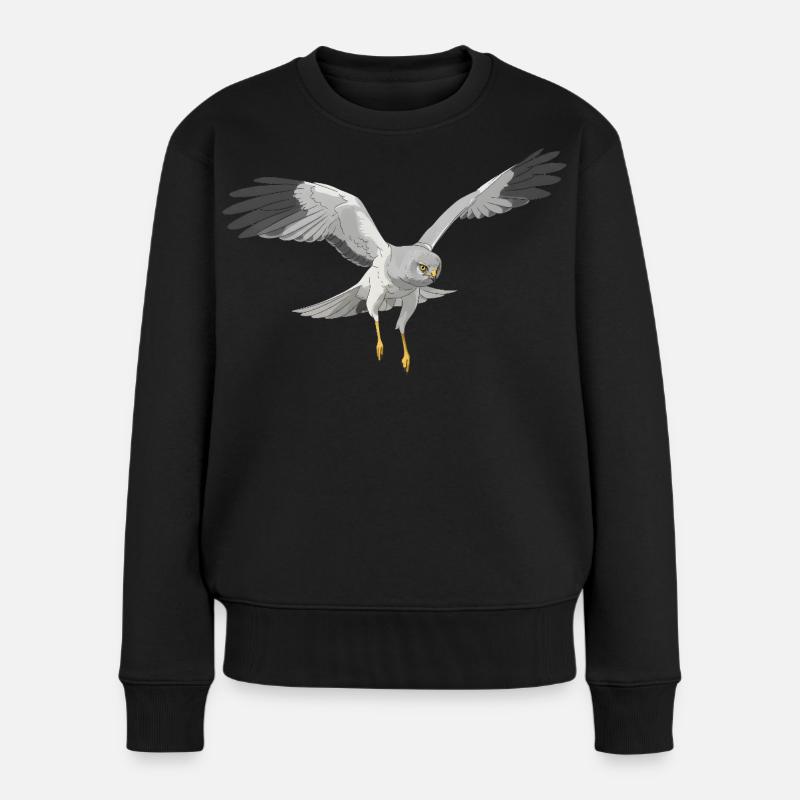 Kornweihe Circus cyaneus - Frauen Premium Bio Pullover - Schwarz
