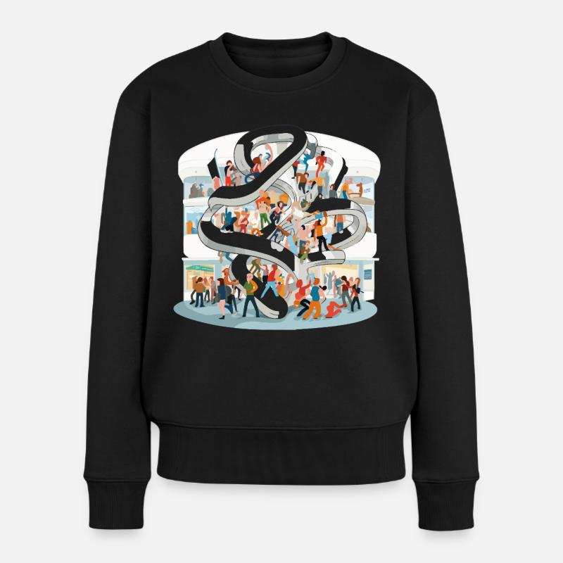 Mengenspirale im Einkaufszentrum - Frauen Premium Bio Pullover - Schwarz