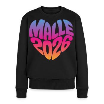 Mallorca Malle 2026  - Frauen Premium Bio Pullover - Schwarz - Vorne - Julia (174cm)