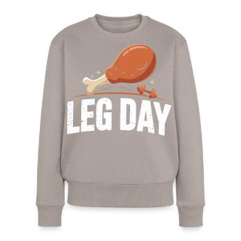 Leg Day Hähnchenknochen Motiv - Frauen Premium Bio Pullover - Taupe - Vorne - Julia (174cm)