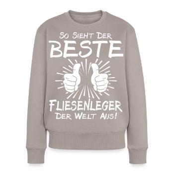 Bester Fliesenleger - Frauen Premium Bio Pullover - Taupe - Vorne - Julia (174cm)