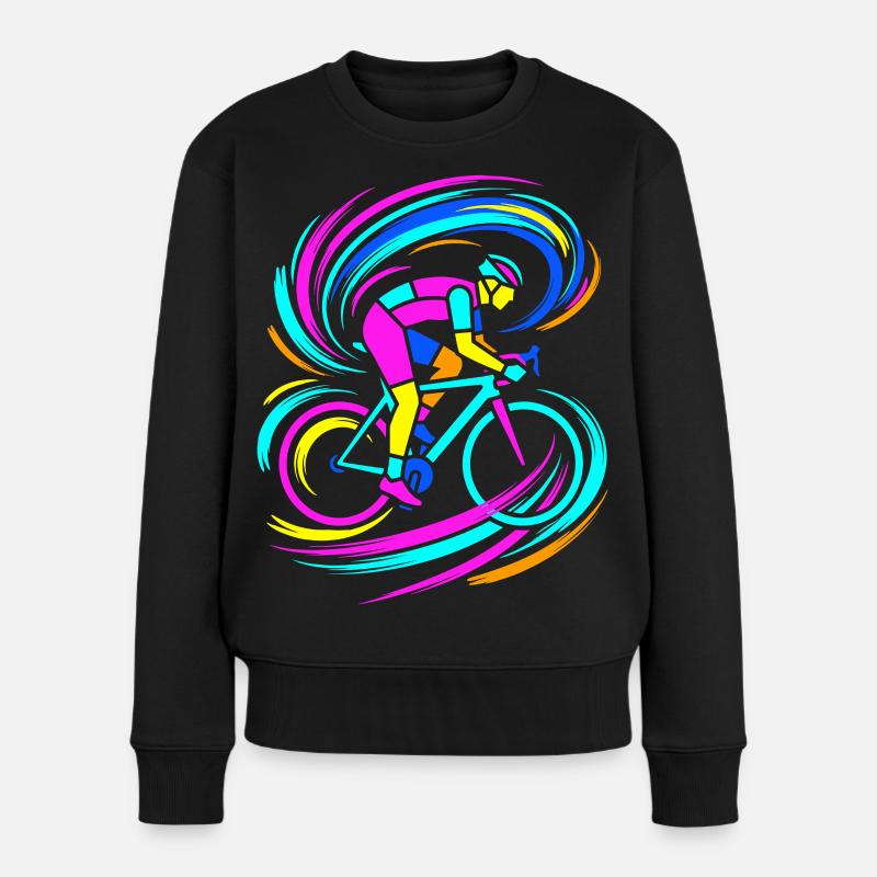 Radfahrer - Frauen Premium Bio Pullover - Schwarz